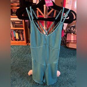 ZYIA Active Cyan Reve Ribbed Activewear Romper with Pad Pockets